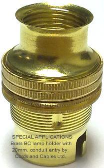 3.002.20 BC Brass lamp holder 20mm CONDUIT entry for SPECIAL APPLICATIONS only